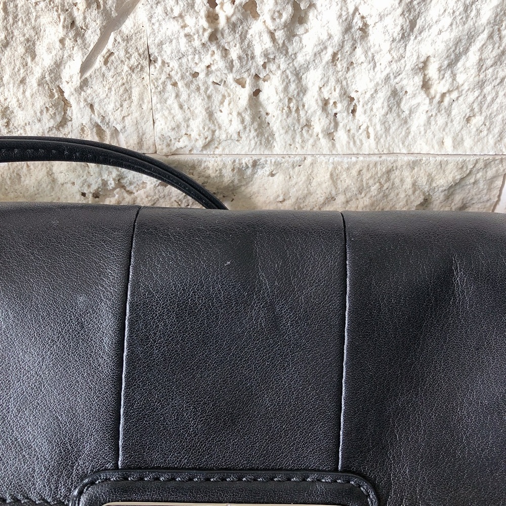 Coach black leather crossbody bag purse silver hardware wallet women’s - Picture 7 of 17